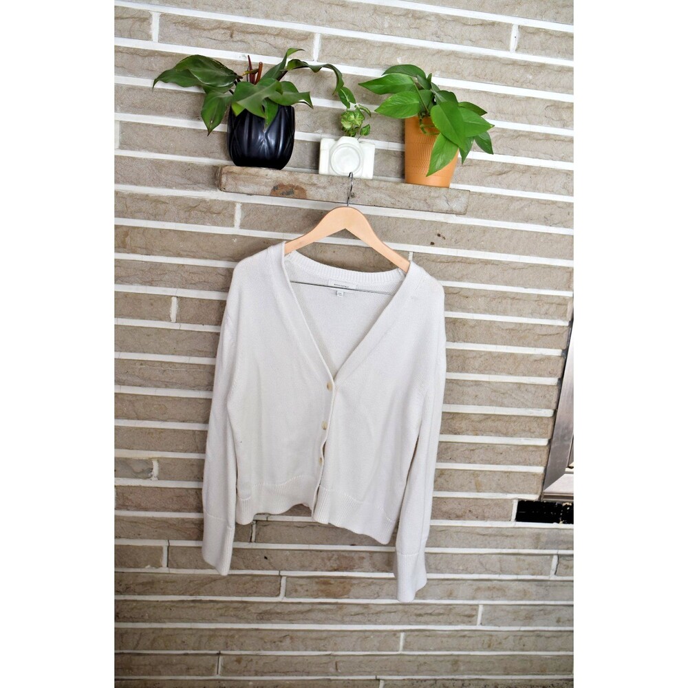 Banana Republic Cardigan Sweater womens XXL Cream cotton wide sleeve capsule